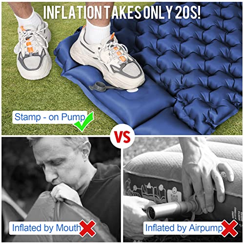 WANNTS Sleeping Pad, Ultralight Inflatable Sleeping Pad for Camping, Built-in Pump, Ultimate for Hiking - Airpad, Carry Bag,-Compact & Lightweight Camping pad(Blue) - color: Blue