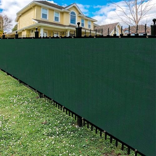 Privacy Fence Screen,with Gloves, 8X50FT Heavy Duty 220GSM 98% Blockage Privacy Screen Fence for Outdoor Wall Garden Yard Backyard (Green) - color: Green, size: 8x50 Ft