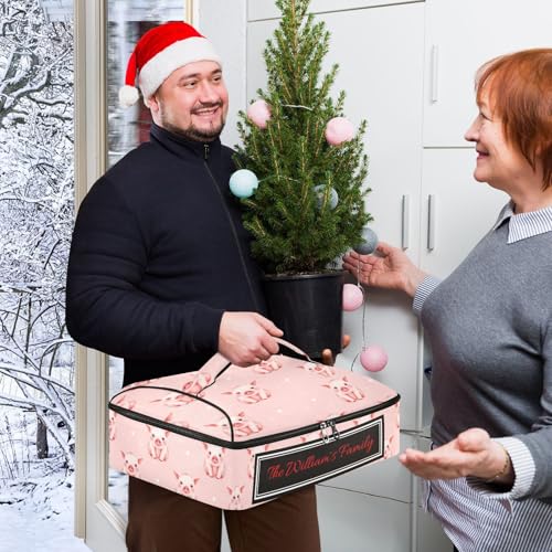 Kcldeci Custom Insulated Casserole Carrier Pig Pink Polka Dot Personalized Food Carriers with Dish Storage Leakproof Lasagna Holder Bag for Lasagna Pan Baking Dish Casserole Dish - color: C06