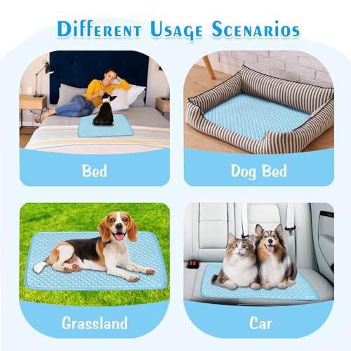 Dog Cooling Mat, Comfortable Pet Cooling Pad for Dogs Cats, Q-Max>0.4 Washable Cool Fiber Portable for Indoor Outdoor Car Seats - size: Small