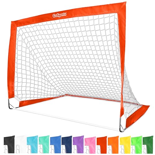 GoSports Portable Soccer Goals for Kids - 13 Color Options - Choose 4 x 3 ft or 6 x 4 ft - Team Tone Pop Up Nets for Backyard - color: Red, style: 4 ft x 3 ft
