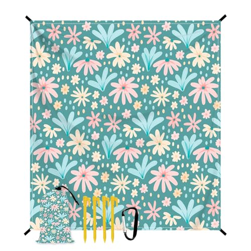 Beach Blanket Waterproof Sandproof Oversized, Extra Large Beach Mat 79" X 87"/110"x118" for 1-8 Adults Sand Free, Quick Drying Durable Outdoor Picnic Mat for Beach Travel Camping Hiking - color: Flower, size: 6.6x7.2 FT (1～4 Person)