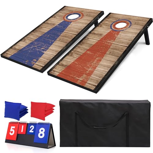 4x2 Ft Cornhole Boards Set, Premium Regulation Size Cornhole Boards with 8 All-Weather Bean Bags, Carrying Case and Scoreboard - style: 4'x2' Circle