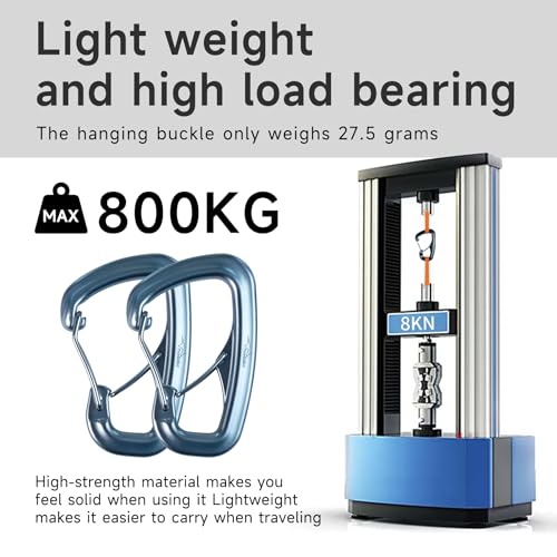 Heavy Duty Carabiner Clip Hook 8KN (1763 lbs), 2 PCS Ultra-Light Aluminum Caribeaners with Double Door D Ring Shape, for Hammock, Camping, Hiking, Backpacking, Dog Leash, Keychain Clip - style: 2#Silver-2pc
