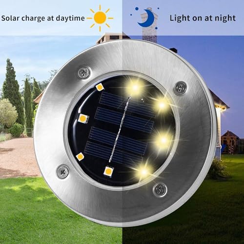 INCX 4.6 inch Solar Lights Outdoor Waterproof,16 Pack Solor Ground Light for Outside, Solar Garden Lights Landscape Lighting for Patio Pathway Lawn Yard Deck Driveway Walkway, Warm White - color: Warm, size: 16 Pack