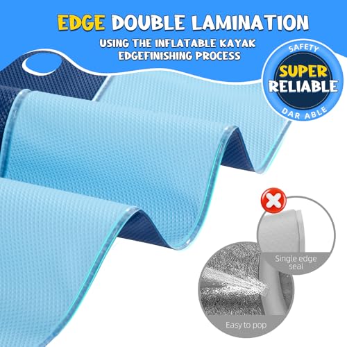 Non-Slip Splash Pad for Kids and Dog, 70" Extra Large Baby Play Mat, Dog Pool Toys, Thicken Sprinkler Pool Summer Outdoor Water Toys for Ages 3-12 Boys Girls, Parent-Kids &Games Fun Backyard (Blue) - size: 70in