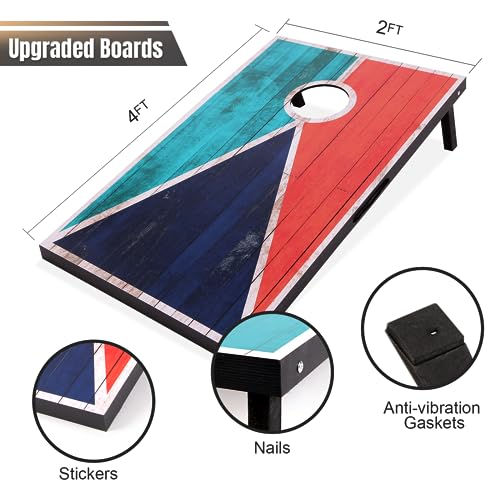 Cornhole Set 4x2 and 3X2 Regulation Size Corn Holes Sets with Carrying Bags & 8 Bean Bags Cornhole Boards Bean Toss Games for Adults Family Outdoor Beach Lawn Outside Backyard Games - style: Rustic 4’x2’