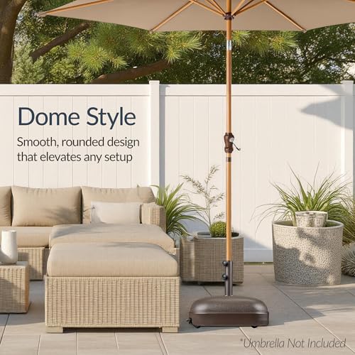 Best Choice Products 123lb Capacity Fillable Mobile Umbrella Base, Heavy Duty Market Stand for Patio, Deck, Poolside, Easy to move w/ 4 wheels - Dome Square Brown - color: Brown - Dome