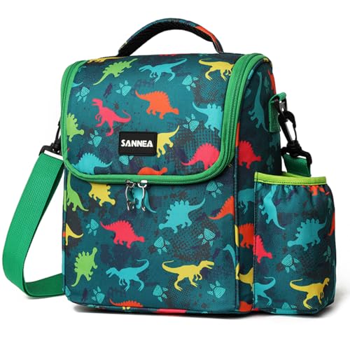 Reusable Lunch Bags Insulated Cooler Lunch Box Tote 7.5L Dinosaur Age Bento Bags With Side Water Bottle Pockets Removable Adjustable Strap - color: 7.5L Dinosaur Age