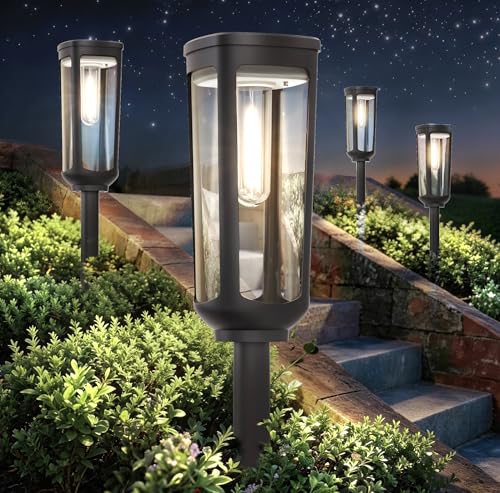 Solar Pathway Lights Outdoor Waterproof IP65, 2 Pack Cool White Solar Walkway Lights, Auto On/Off Outdoor Light for Lawn Garden Patio Driveway Decor Landscape Lighting - color: Cool Light, size: 2 Pack
