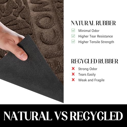 Yimobra Welcome Mat Outdoor 29.5x17, Waterproof Non-Slip Outdoor Mats for Front Door Outside Entrance, Low-Profile Entryway Mat Indoor for Garage Patio, Coffee - color: Coffee, size: 29.5x17 Inch