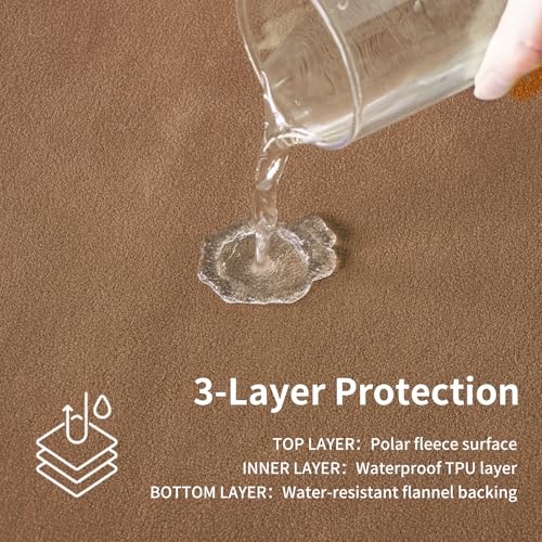 QiyI Waterproof Blanket for Bed Couch Sofa, Small Washable Reversible & Reusable Pet Dog Cat Throw Blanket, Leakproof Stain Resistant Sofa Cover, 40"x60", Brown/Tan - color: Brown/Tan, size: 40"×60"