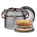 Pie Carrier With A Lid And Handle, With A Hard Edge That Won'T Collapse, Round Insulated Casserole Carrier,It Is Suitable For The Safe Transportation Of Cold And Hot Food (Grey) - color: Grey