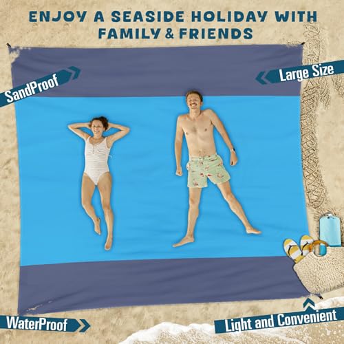 Beach Blanket 78''×81'' Suits 1-5 Adults Waterproof Sandproof Lightweight Oversized Large Picnic Mat Blanket for Beach Travel Camping Picnic Hiking - color: Blue Gray, size: 78''x81''