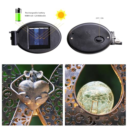 LEDs Solar Stake Lights for Garden Metal Warm White, Memorial Gift - Perfect as Remembrance & Sympathy Gifts (Angel-Bronze) (Angel) - style: Angel