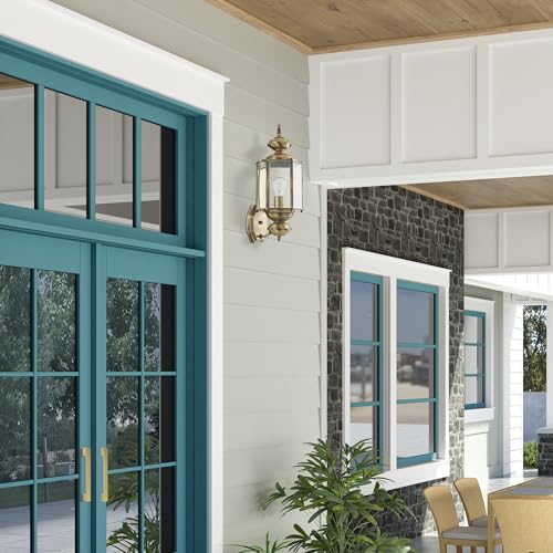 Livex Lighting 2006-01 Outdoor Wall Lantern with Clear Beveled Glass Shades, Antique Brass - color: Antique Brass