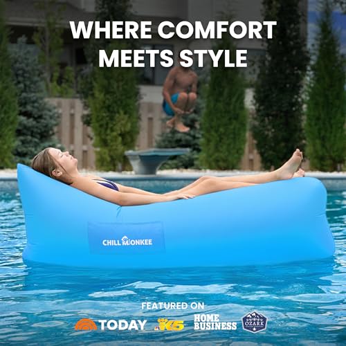 Portable Inflatable Lounger for Beach & Camping – Self-Inflating Air Couch, Beach Sofa, and Outdoor Lounge Chair for Relaxation and Comfort - color: Sky Blue