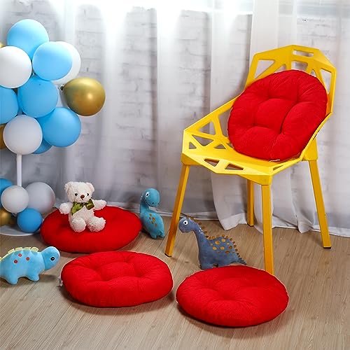 Fumete 8 Pcs 16 Inch Round Floor Cushions for Kids and Toddlers, Flexible Seating Classroom Furniture Floor Pillow for Home, Daycare, Preschool, Yoga and Meditation (Red) - color: Red