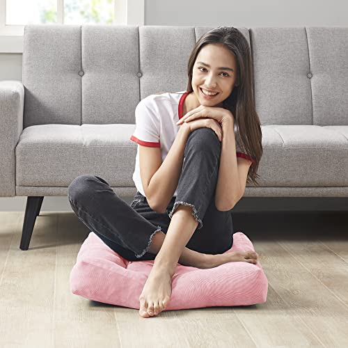 Meditation Floor Pillow Pink, Square Large Pillows Seating for Adults, Tufted Corduroy Cushion for Living Room Tatami, 22x22 Inch, 1 Count (Pack of 1) - color: Square | Pink | 1 Pack, size: 1 Pack