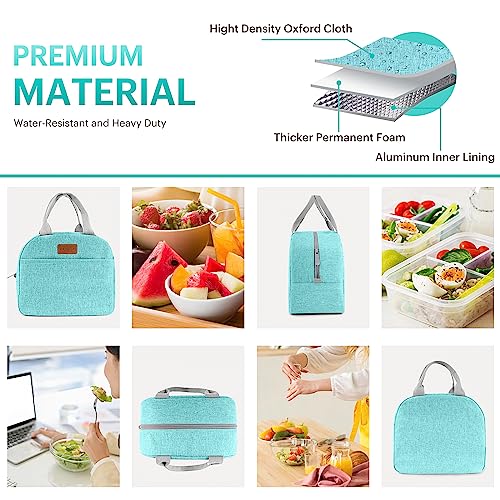 Lunch Bag for Women & Men Adult Insulated Lunch Box, Small Leakproof Cooler Food Lunch Containers Reusable High Capacity Lunch Tote Bags for Work, Travel, Outdoor (Aqua Green) - color: Aqua Green