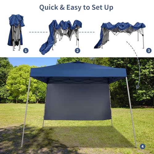 GDY 10x10 FT Pop Up Canopy Outdoor Instant Tent Slant Legs with a Sidewall,Equipment Vents, Portable Gazebo Shelter for Patio, Deck, Beach and Garden,Navy Blue. - color: Navy Blue