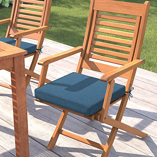 Magpie Fabrics Indoor Outdoor Waterproof Square Chair Cushion, 18" x 18" x 2.5", 2 Pack, Water Resistant Seat Cushions, for Patio Garden Office, Dark Blue - color: Dark Blue