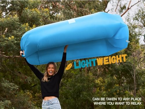 WEKAPO Inflatable Couch Air Lounger Chair - Camping & Beach Accessories, Portable Blow up Sofa for Hiking, Lawn, Indoor/Outdoor Movies & Music Festivals. Lightweight and Easy to Set Up Air Hammock - color: Blue
