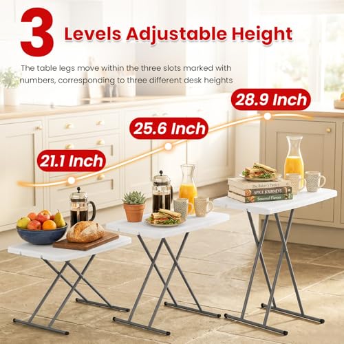 PayLessHere | 30 Inch Folding Table | Foldable Tray Table | Waterproof & Foldable Table Design | Small Desk Adjustable Height | White | for Events, Camping, Indoor & Outdoor Use - color: White, size: 30"