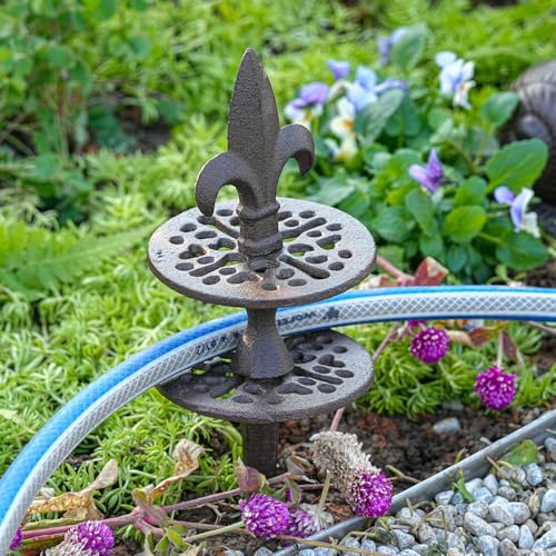 Sungmor Vintage Cast Iron Garden Hose Guide - Heavy Duty Hose Guide Stake for Lawns & Yard,Decoration Stake,Outdoor Water Pipe Decor - color: Style a