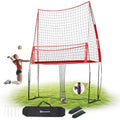 WARMOUNTS Volleyball Practice Net Station with Ball Catcher, Update Freely Height Adjustable Volleyball Training Net System for Backyard Indoor Outdoor, Serving Spiking Hitting Practice