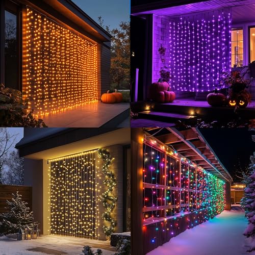 Dazzle Bright 300 LED Curtain String Lights, RGB Color Changing Christmas Fairy Lights for Bedroom with Remote & APP Control, Waterproof Smart Window Lights Party Wedding Garden Wall Decor - color: RGB (Red, Green, Blue)