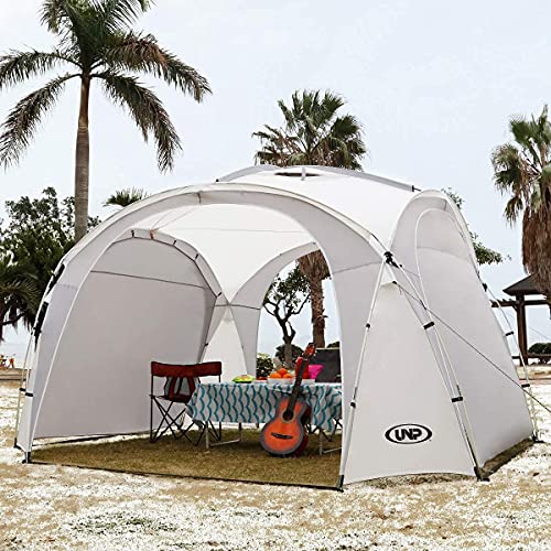 UNP Easy Beach Tent Pop Up Canopy UPF50+ Tent with Side Wall, Ground Pegs, and Stability Poles, Sun Shelter Rainproof, Waterproof for Camping Trips, Backyard Fun, Party Or Picnics - color: White, size: 15 x 15 ft