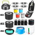 Gejoy 42 Pcs Camping Cookware Mess Kit, Non Stick Lightweight Pots Pan Kettle, Collapsible Water Container and Bucket, Stainless Steel Cups Plates Forks Knives Spoons for Outdoor Backpacking Picnic
