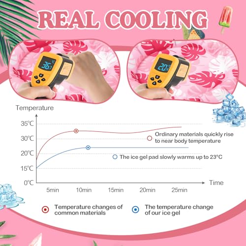 Drydiet Pet Cooling Mat for Cats & Small Dogs, 20'' Self Cooling Pad with Gel, Waterproof & Scratch-Resistant, No Water or Electricity Needed, Summer Cold Bed for Indoor Outdoor Use - color: Pink, size: 20.1'' X 20.1''