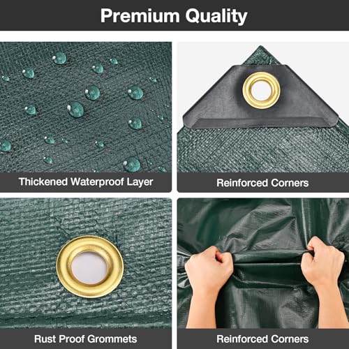 Pattiumo Tarp Waterproof 8×10 FT 14 Mil Heavy Duty Tarp Multipurpose Tarps Heavy Duty Waterproof Protective Cover UV All Weather Resistant for Shelter Camping, Green/Brown - color: Green/Brown, size: 8x10ft