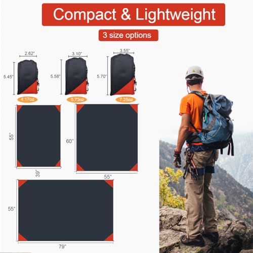 Orga'Neat Pocket Picnic Blanket, Beach Mat Waterproof Sandproof, Compact Lightweight Small Tarp for Camping, Hiking, Backpacking, Festival, Travel, Foldable in Bags (Black/Red, 55"x60") - color: Black/Red, size: 55"x60"