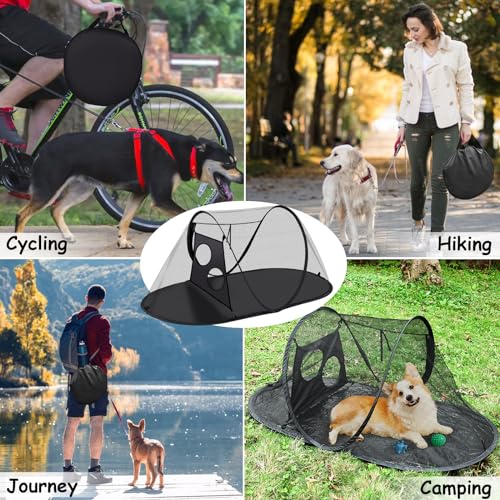 Tailtastic Outdoor Cat Tent with Removable Interactive Fabric,Outdoor Cat Enclosures for Indoor Cats, Portable Pet Playpen Ideal for Hiking, Traveling, and Sunbathing-Black