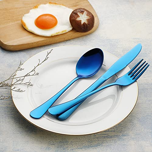 VANDBAO Portable Travel Utensils, Reusable Silverware with Case for Fixing Tableware, 9 Pieces Stainless Steel Stable Flatware Set, Camping Picnic Cutlery Set (Blue Set) - color: Blue Set, size: 9 Pieces - Medium