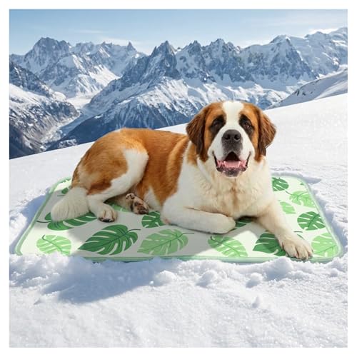 Dog Cooling Mat for Dogs & Cats, Soft Breathable Cooling Pad for Dog Bed, 43"x32" Self Cooling Crate Mat for Dogs, No Gel Washable Non-Slip Pet Cooling Mat Indoor Outdoor, Leaf - color: Leaf, size: 43"x32"(X-Large)