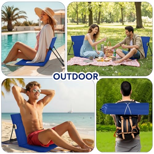 Jetec Foldable Floor Backrest Chair Portable Camping Chair with Storage Bag Light Weight Lazy Seat for Indoor Outdoor Bed Ground Park Lawn Concerts Beach Hiking - color: Navy Blue, size: Regular