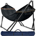 Tranquillo Universal Hammock Stand 600 lbs Capacity, Instant 20s Foldable, 3-Year Warranty Hammock with Stand, 2 Person Camping Revolutionary Portable No Screws, Premium Hammocks, Black - color: 1. Black
