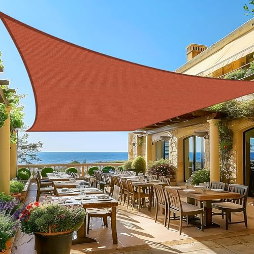 Artpuch Sun Shade Sail, 8'X20' Rust Red Rectangle Curved Edged Sun Shade, Commercial Grade 185GSM HDPE UV Permeable Outdoor Shade Cloth for Deck, Backyard, Patio (Custom Sizes Made) - color: Rust Red, size: 0 8' X 2 0'