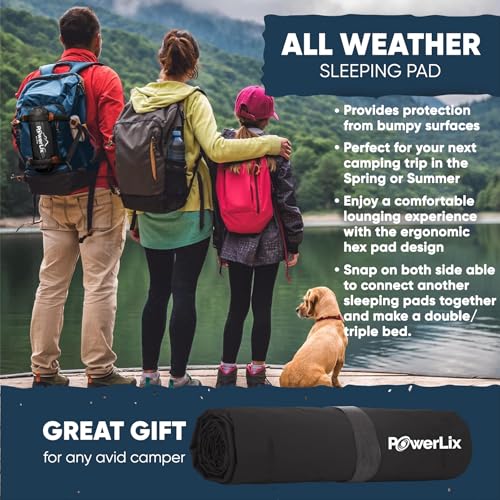 POWERLIX Sleeping Pad – Ultralight Inflatable Sleeping Mat, Ultimate for Camping, Backpacking, Hiking – Airpad, Inflating Bag, Carry Bag, Repair Kit – Compact & Lightweight Air Mattress (Black) - color: Matte Black