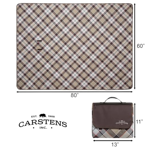 CARSTENS, INC. Easy Pack Waterproof Sandproof Picnic Blanket, Lightweight Foldable Outdoor Camping Beach Mat, Large 60"x80", Sand Plaid - color: Sand Plaid