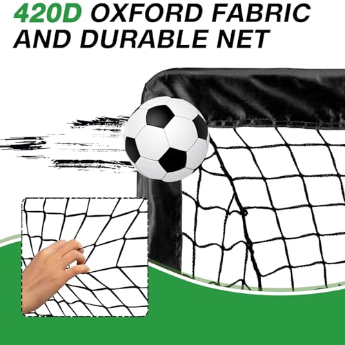 2 Pack 4' x 3' Soccer Goal Net Set, Pop Up Kids Practice Soccer Goals for Indoor and Outdoor.Portable Soccer Net with Carrying Bag & Ground Pegs, Perfect for Backyard, Field, Court - color: Black