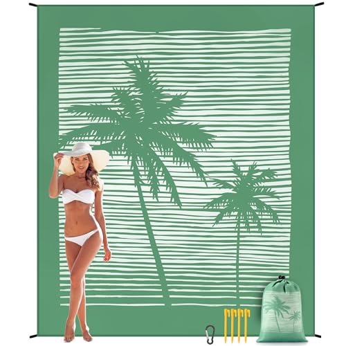 AISPARKY Beach Blanket Waterproof Sandproof Quick Drying Beach Mat Extra Large Outdoor Picnic Blanket for Travel Camping Hiking - color: Trees-green, size: 79" X 83"