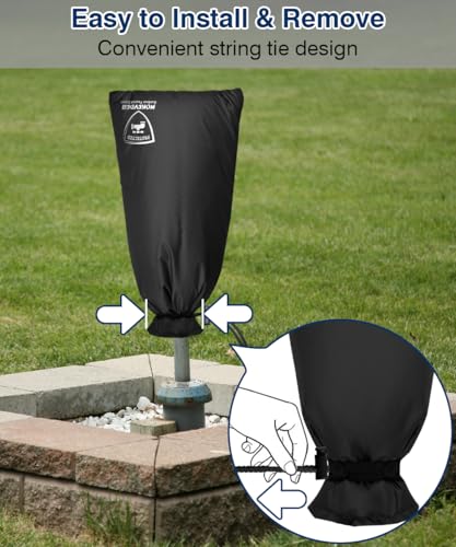 Enlarge Outdoor Faucet Cover for Winter Freeze Protection, 13” W x 25" H Hose Bib Covers Socks for Garden Lawn Faucets & Yard Hydrant, Reusable Long Insulated Spigot Cover, Black, 1 Pack - size: 13"×25"-1