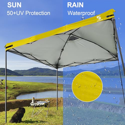 10x10 Pop Up Canopy Replacement Top Cover with Air Vent for Straight Leg Canopy Tent, Waterproof for Outdoor Garden Patio Camping Sun Shade(Frame NOT INCUDE) (Mustard Yellow) - color: Mustard Yellow