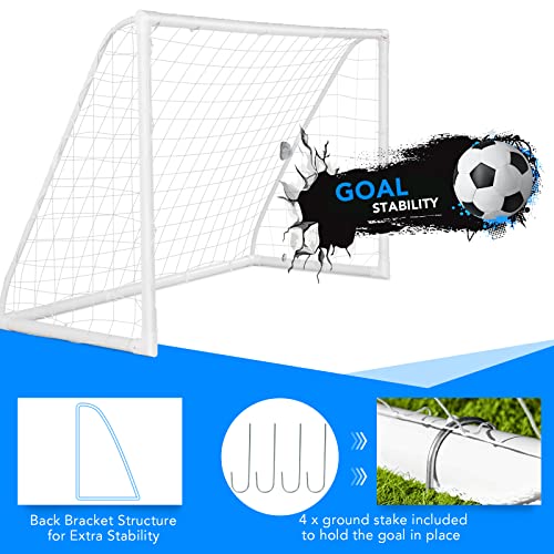 Goplus Soccer Goal, 12'x6'/8'x6'/6'x4' Soccer Net with Strong UPVC Frame, Quick Set-up, High-Strength Netting, Portable Weatherproof Soccer Goals for Backyard Kids Soccer Practice Training - style: 6ftx4ft