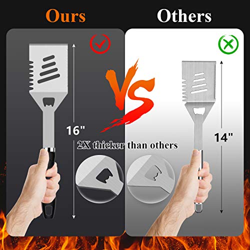 ROMANTICIST 27pcs Heavy Duty Grilling Gifts for Men Dad Fathers Day, Extra Thick BBQ Accessories Tools Set, Stainless Steel Grill Utensils Kit with Meat Claws, Canvas Bag for Outdoor Camping Black - color: Black2